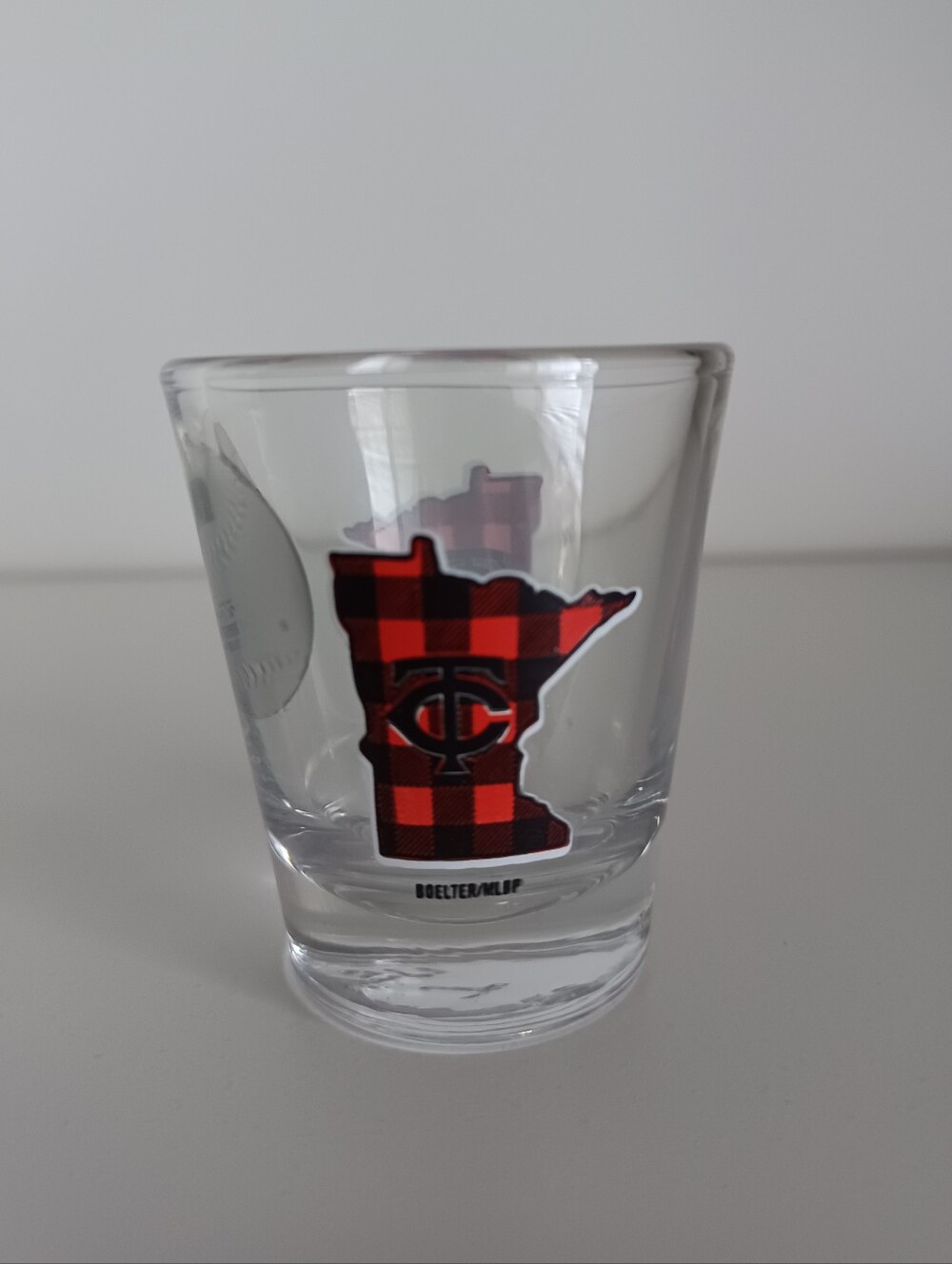 MLB MN Twins Baseball Plaid Clear Shot Glass Barware Drinkware Collectible